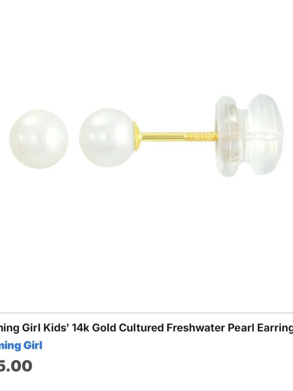 14k Gold Infant Pearl Stud Earrings - White